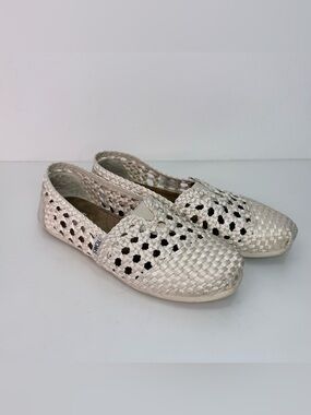 Toms Woven Slip-On Flats in Off-White